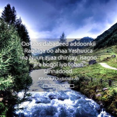Picture 05 - Yashuuca 24:29 SOM - Oo taas dabadeed addoonkii Rabbiga oo ahaa - Bible Verse Picture