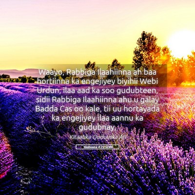 Picture 05 - Yashuuca 4:23 SOM - Waayo, Rabbiga Ilaahiinna ah baa hortiinna ka - Bible Verse Picture