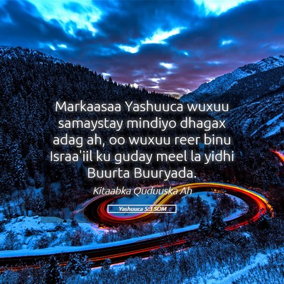 Picture 05 - Yashuuca 5:3 SOM - Markaasaa Yashuuca wuxuu samaystay mindiyo dhagax - Bible Verse Picture