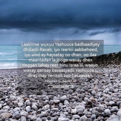 Picture 05 - Yashuuca 6:25 SOM - Laakiinse wuxuu Yashuuca badbaadiyey dhilladii - Bible Verse Picture
