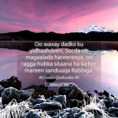 Picture 05 - Yashuuca 6:7 SOM - Oo waxay dadkii ku yidhaahdeen, Socda oo - Bible Verse Picture