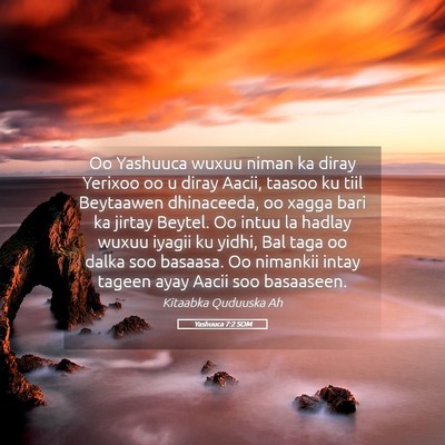 Picture 05 - Yashuuca 7:2 SOM - Oo Yashuuca wuxuu niman ka diray Yerixoo oo u - Bible Verse Picture