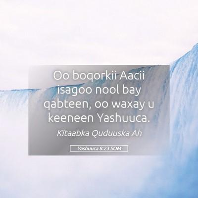 Picture 05 - Yashuuca 8:23 SOM - Oo boqorkii Aacii isagoo nool bay qabteen, oo - Bible Verse Picture