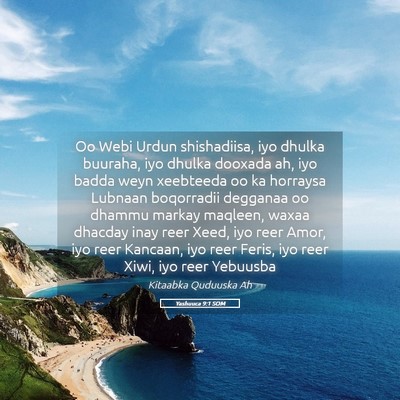 Picture 05 - Yashuuca 9:1 SOM - Oo Webi Urdun shishadiisa, iyo dhulka buuraha, - Bible Verse Picture