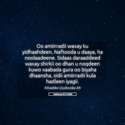 Picture 05 - Yashuuca 9:21 SOM - Oo amiirradii waxay ku yidhaahdeen, Naftooda u - Bible Verse Picture