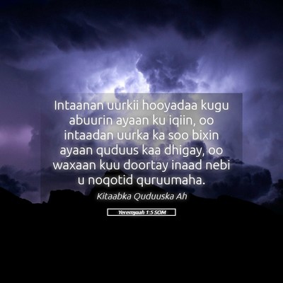 Picture 05 - Yeremyaah 1:5 SOM - Intaanan uurkii hooyadaa kugu abuurin ayaan ku - Bible Verse Picture