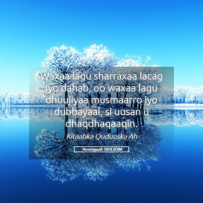 Picture 05 - Yeremyaah 10:4 SOM - Waxaa lagu sharraxaa lacag iyo dahab, oo waxaa - Bible Verse Picture