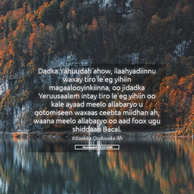 Picture 05 - Yeremyaah 11:13 SOM - Dadka Yahuudah ahow, ilaahyadiinnu waxay tiro - Bible Verse Picture
