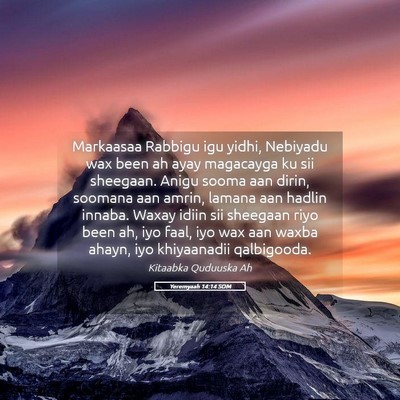 Picture 05 - Yeremyaah 14:14 SOM - Markaasaa Rabbigu igu yidhi, Nebiyadu wax been ah - Bible Verse Picture