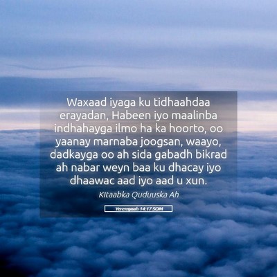 Picture 05 - Yeremyaah 14:17 SOM - Waxaad iyaga ku tidhaahdaa erayadan, Habeen iyo - Bible Verse Picture
