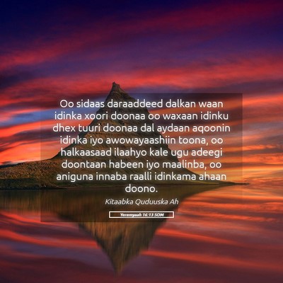 Picture 05 - Yeremyaah 16:13 SOM - Oo sidaas daraaddeed dalkan waan idinka xoori - Bible Verse Picture