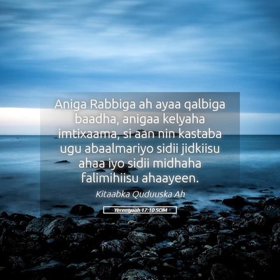 Picture 05 - Yeremyaah 17:10 SOM - Aniga Rabbiga ah ayaa qalbiga baadha, anigaa - Bible Verse Picture