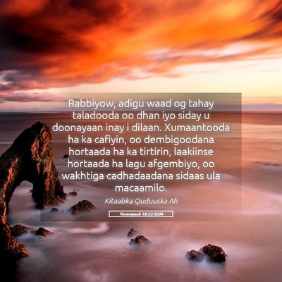 Picture 05 - Yeremyaah 18:23 SOM - Rabbiyow, adigu waad og tahay taladooda oo dhan - Bible Verse Picture