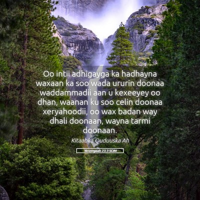 Picture 05 - Yeremyaah 23:3 SOM - Oo intii adhigayga ka hadhayna waxaan ka soo wada - Bible Verse Picture