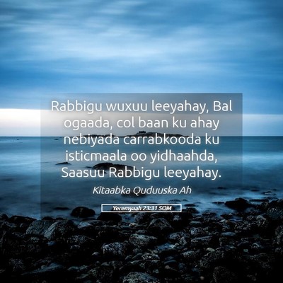 Picture 05 - Yeremyaah 23:31 SOM - Rabbigu wuxuu leeyahay, Bal ogaada, col baan ku - Bible Verse Picture