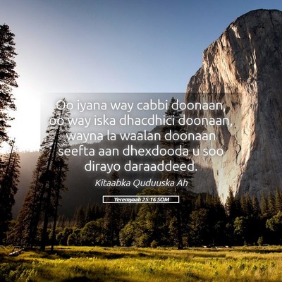 Picture 05 - Yeremyaah 25:16 SOM - Oo iyana way cabbi doonaan, oo way iska dhacdhici - Bible Verse Picture