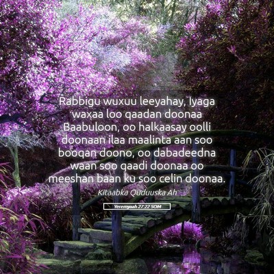 Picture 05 - Yeremyaah 27:22 SOM - Rabbigu wuxuu leeyahay, Iyaga waxaa loo qaadan - Bible Verse Picture