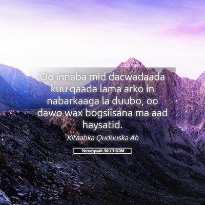 Picture 05 - Yeremyaah 30:13 SOM - Oo innaba mid dacwadaada kuu qaada lama arko in - Bible Verse Picture