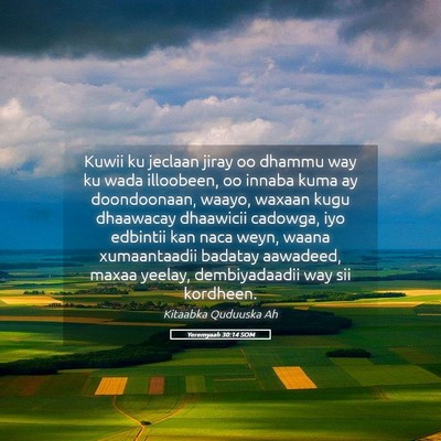 Picture 05 - Yeremyaah 30:14 SOM - Kuwii ku jeclaan jiray oo dhammu way ku wada - Bible Verse Picture