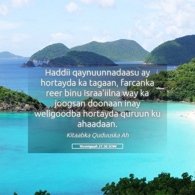 Picture 05 - Yeremyaah 31:36 SOM - Haddii qaynuunnadaasu ay hortayda ka tagaan, - Bible Verse Picture