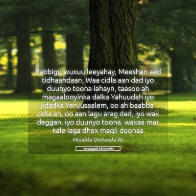 Picture 05 - Yeremyaah 33:10 SOM - Rabbigu wuxuu leeyahay, Meeshan aad tidhaahdaan, - Bible Verse Picture