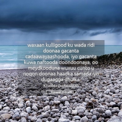 Picture 05 - Yeremyaah 34:20 SOM - waxaan kulligood ku wada ridi doonaa gacanta - Bible Verse Picture