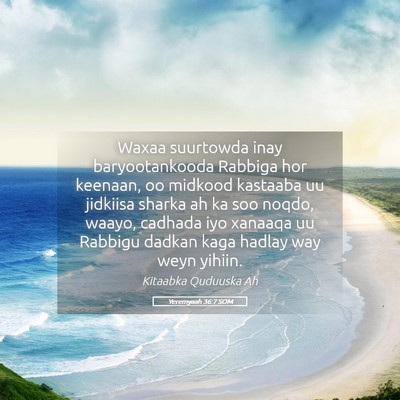 Picture 05 - Yeremyaah 36:7 SOM - Waxaa suurtowda inay baryootankooda Rabbiga hor - Bible Verse Picture
