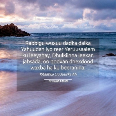 Picture 05 - Yeremyaah 4:3 SOM - Rabbigu wuxuu dadka dalka Yahuudah iyo reer - Bible Verse Picture
