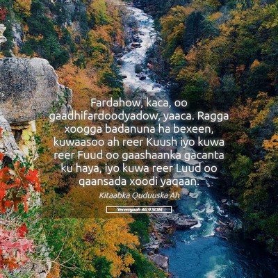 Picture 05 - Yeremyaah 46:9 SOM - Fardahow, kaca, oo gaadhifardoodyadow, yaaca. - Bible Verse Picture