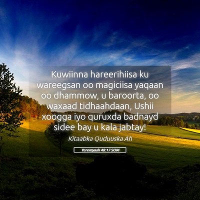 Picture 05 - Yeremyaah 48:17 SOM - Kuwiinna hareerihiisa ku wareegsan oo magiciisa - Bible Verse Picture
