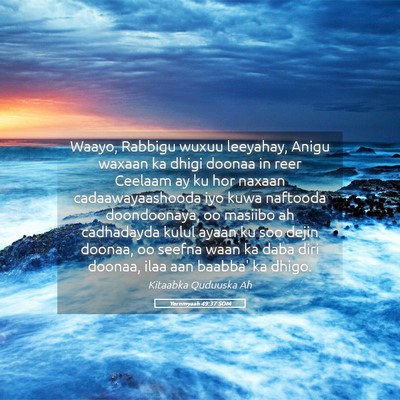 Picture 05 - Yeremyaah 49:37 SOM - Waayo, Rabbigu wuxuu leeyahay, Anigu waxaan ka - Bible Verse Picture