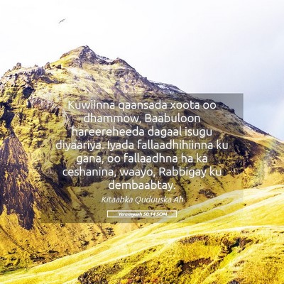 Picture 05 - Yeremyaah 50:14 SOM - Kuwiinna qaansada xoota oo dhammow, Baabuloon - Bible Verse Picture