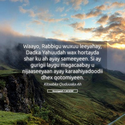 Picture 05 - Yeremyaah 7:30 SOM - Waayo, Rabbigu wuxuu leeyahay, Dadka Yahuudah wax - Bible Verse Picture