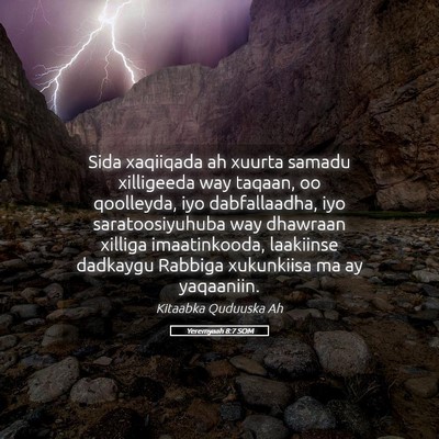 Picture 05 - Yeremyaah 8:7 SOM - Sida xaqiiqada ah xuurta samadu xilligeeda way - Bible Verse Picture