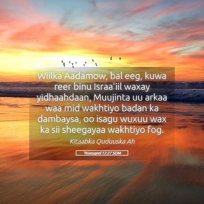 Picture 05 - Yexesqeel 12:27 SOM - Wiilka Aadamow, bal eeg, kuwa reer binu Israa'iil - Bible Verse Picture