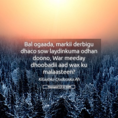 Picture 05 - Yexesqeel 13:12 SOM - Bal ogaada, markii derbigu dhaco sow laydinkuma - Bible Verse Picture