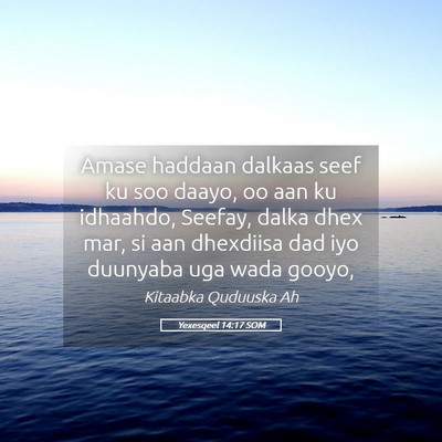 Picture 05 - Yexesqeel 14:17 SOM - Amase haddaan dalkaas seef ku soo daayo, oo aan - Bible Verse Picture
