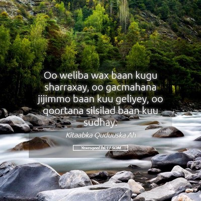 Picture 05 - Yexesqeel 16:11 SOM - Oo weliba wax baan kugu sharraxay, oo gacmahana - Bible Verse Picture
