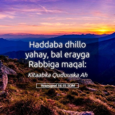 Picture 05 - Yexesqeel 16:35 SOM - Haddaba dhillo yahay, bal erayga Rabbiga - Bible Verse Picture