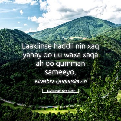 Picture 05 - Yexesqeel 18:5 SOM - Laakiinse haddii nin xaq yahay oo uu waxa xaqa ah - Bible Verse Picture