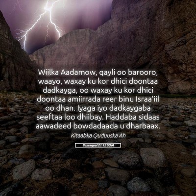 Picture 05 - Yexesqeel 21:12 SOM - Wiilka Aadamow, qayli oo barooro, waayo, waxay ku - Bible Verse Picture