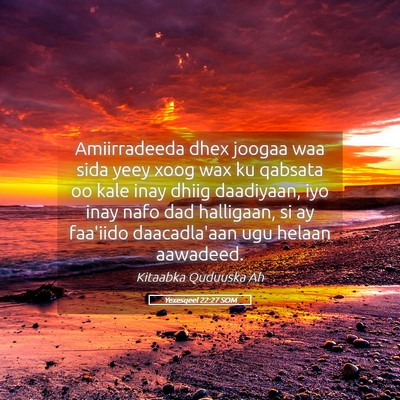 Picture 05 - Yexesqeel 22:27 SOM - Amiirradeeda dhex joogaa waa sida yeey xoog wax - Bible Verse Picture