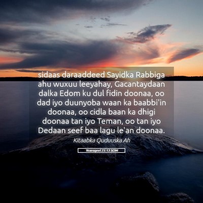 Picture 05 - Yexesqeel 25:13 SOM - sidaas daraaddeed Sayidka Rabbiga ahu wuxuu - Bible Verse Picture