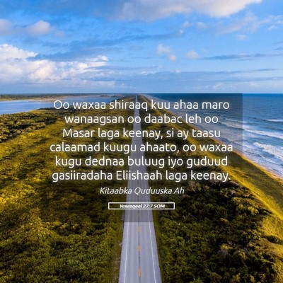 Picture 05 - Yexesqeel 27:7 SOM - Oo waxaa shiraaq kuu ahaa maro wanaagsan oo - Bible Verse Picture