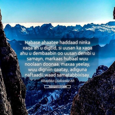 Picture 05 - Yexesqeel 3:21 SOM - Habase ahaatee haddaad ninka xaqa ah u digtid, si - Bible Verse Picture