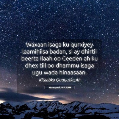 Picture 05 - Yexesqeel 31:9 SOM - Waxaan isaga ku qurxiyey laamihiisa badan, si ay - Bible Verse Picture