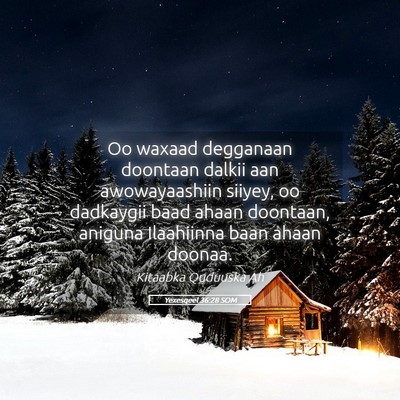 Picture 05 - Yexesqeel 36:28 SOM - Oo waxaad degganaan doontaan dalkii aan - Bible Verse Picture