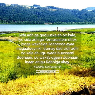 Picture 05 - Yexesqeel 36:38 SOM - Sida adhiga quduuska ah oo kale, iyo sida adhiga - Bible Verse Picture