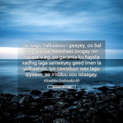 Picture 05 - Yexesqeel 40:3 SOM - Oo isagu halkaasuu i geeyey, oo bal eeg, waxaa - Bible Verse Picture