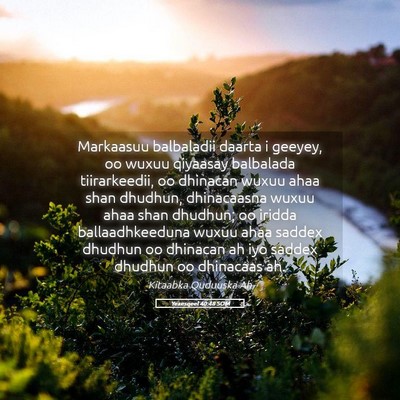 Picture 05 - Yexesqeel 40:48 SOM - Markaasuu balbaladii daarta i geeyey, oo wuxuu - Bible Verse Picture